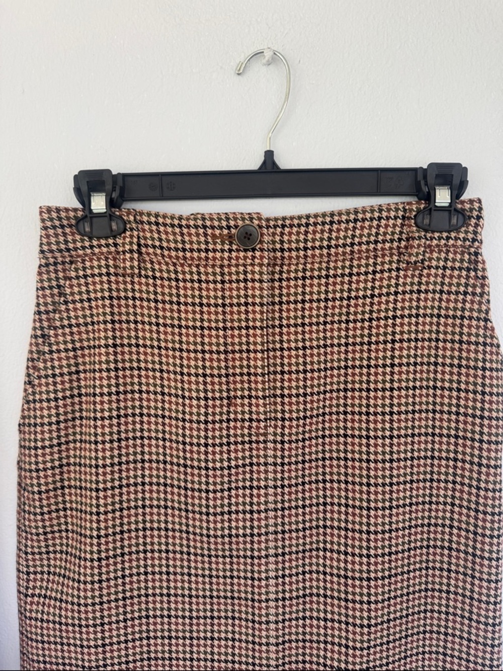 CAbi brown green houndstooth plaid print matching skirt and blazer set small - Picture 6 of 14